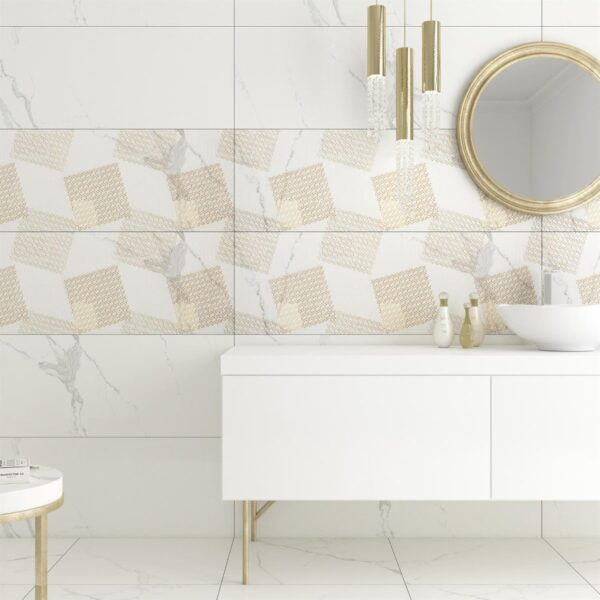 40x120 cm Kakel Parisian Color Vit Geo Dekofon